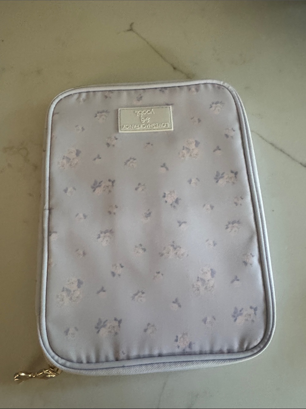 LoveShackFancy Lavender Floral Cosmetic Pouch